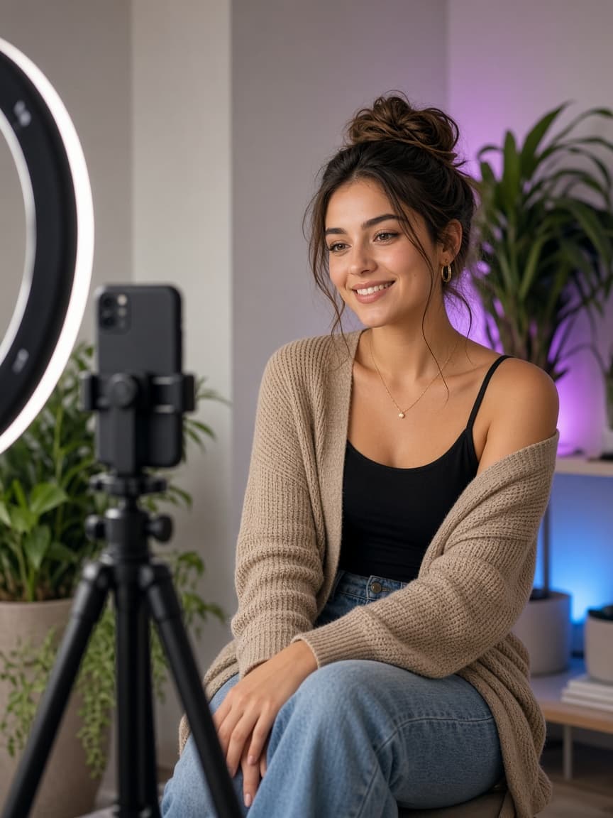 Influencer δημιουργεί περιεχόμενο για social media
